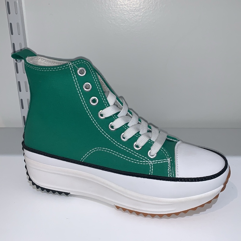 GREEN HIGH TOP CANVAS SNEAKERS - Picture 2 of 7